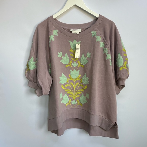NWT Anthropologie Short-Sleeve Appliqué Sweatshirt XL - Picture 10 of 11